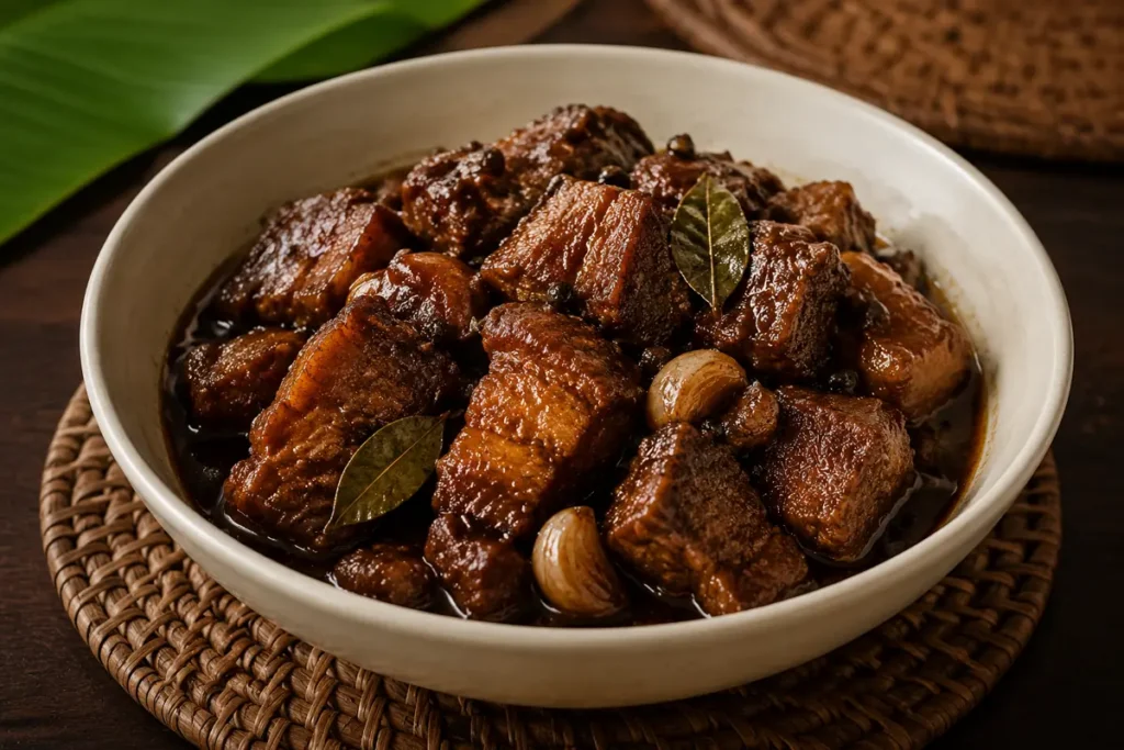 Filipino pork adobo in a bowl